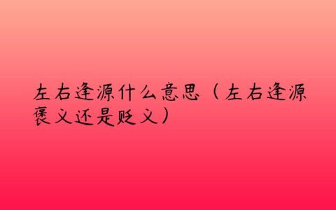 左右逢源什么意思（左右逢源褒义还是贬义）