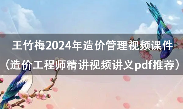 王竹梅2024年造价管理视频课件百度（造价工程师精讲视频讲义pdf推荐）