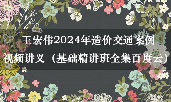 王宏伟2024年造价交通案例视频讲义（基础精讲班全集百度云）