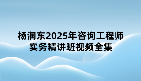 杨润东2025年咨询工程师实务精讲班视频全集（珠峰直播班+框架系统课）