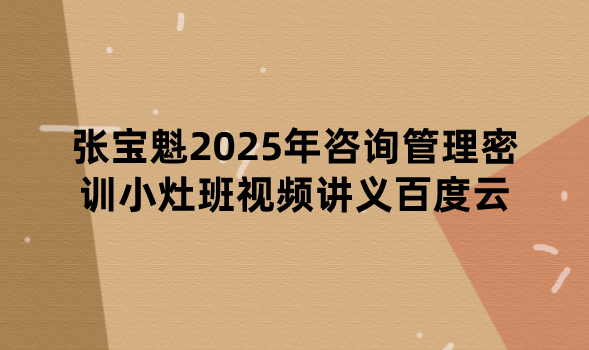 张宝魁2025年咨询管理密训小灶班视频讲义百度云网盘