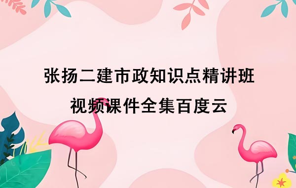 张扬二建市政知识点精讲班视频课件全集百度云