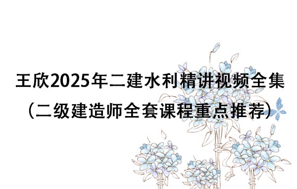 王欣2025年二建水利精讲视频全集（二级建造师全套课程重点推荐）