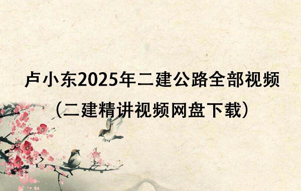 卢小东2025年二建公路全部视频讲义（二建精讲视频网盘下载）