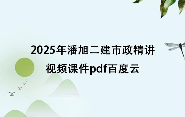 2025年潘旭二建市政精讲视频课件pdf百度云